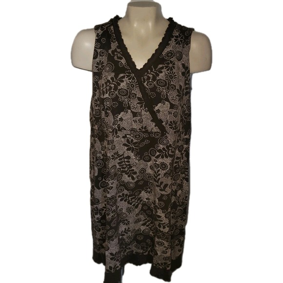 FRESH PRODUCE Brown Floral Sleeveless Dress Lightweight Cottagecore grandmacore - Picture 1 of 9